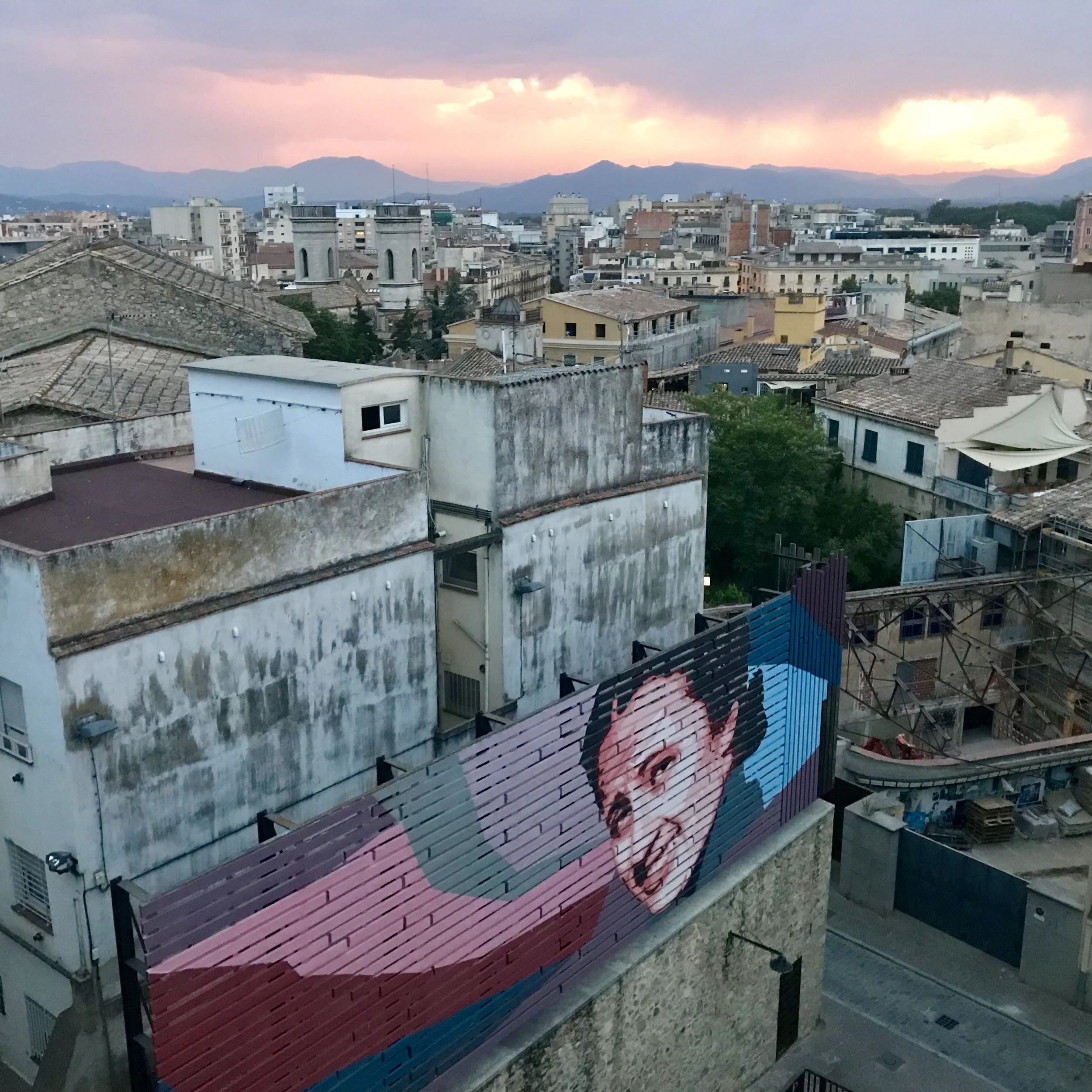 Sunset walk along the Roman Wall in Girona.