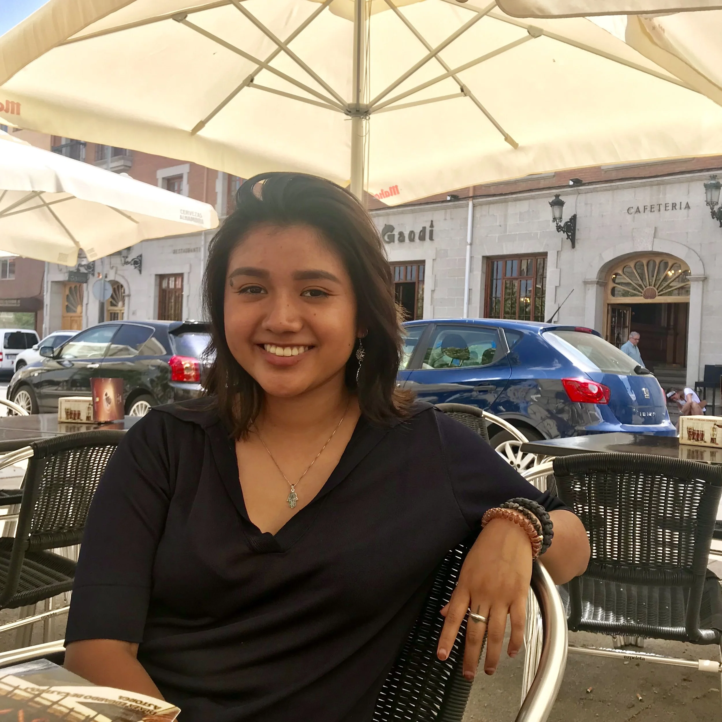 Odilia enjoying her first European road trip.