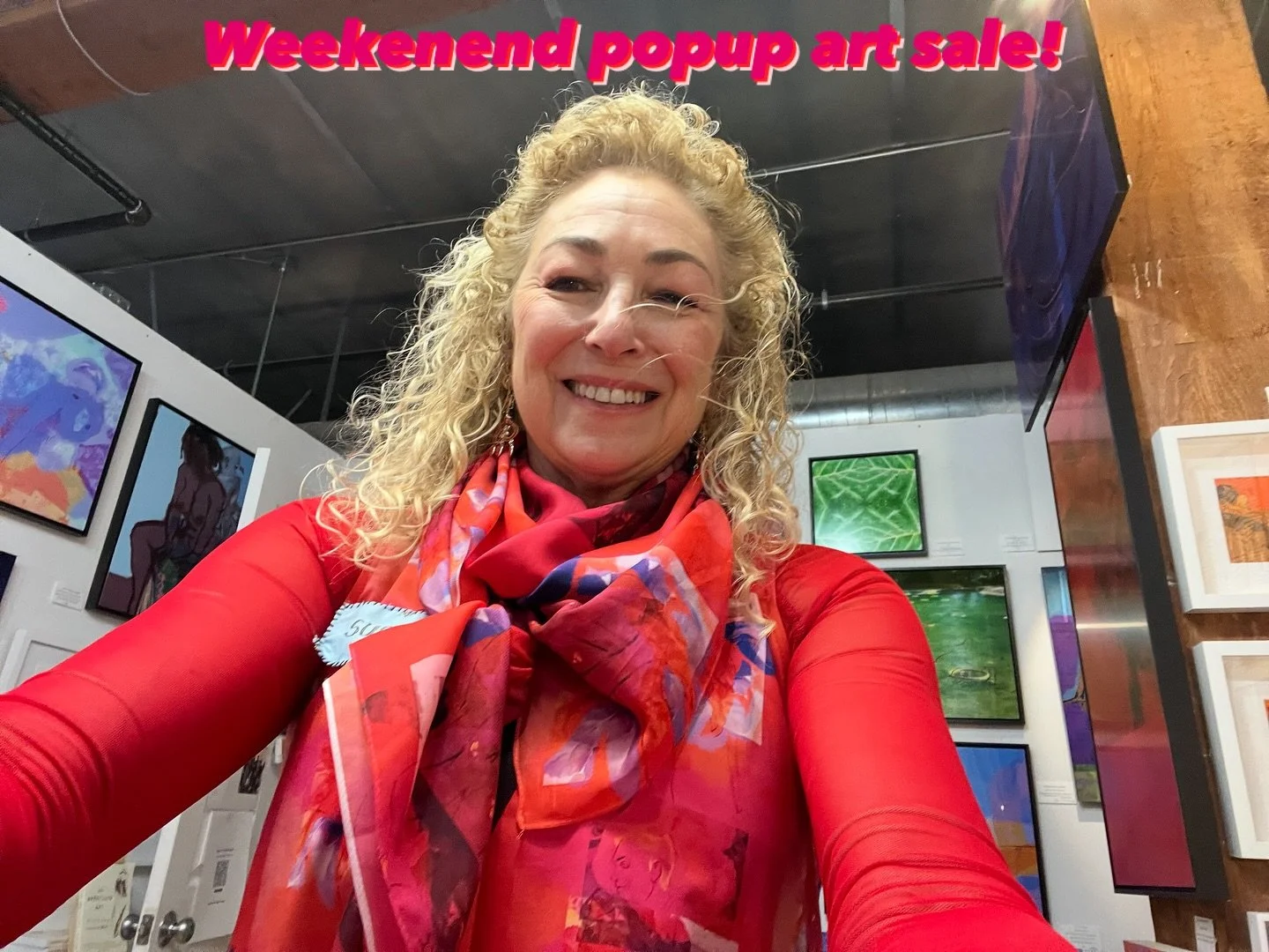That's Weekend popup art sale!Happening right now! 
Stop by my studio for deals I've never offered before -at 744 Alabama Street, Art explosion, studio #209, 12-5 Saturday-Sunday 8/23-34.
Get here soon - before I eat and drink all my yummy snacks my 