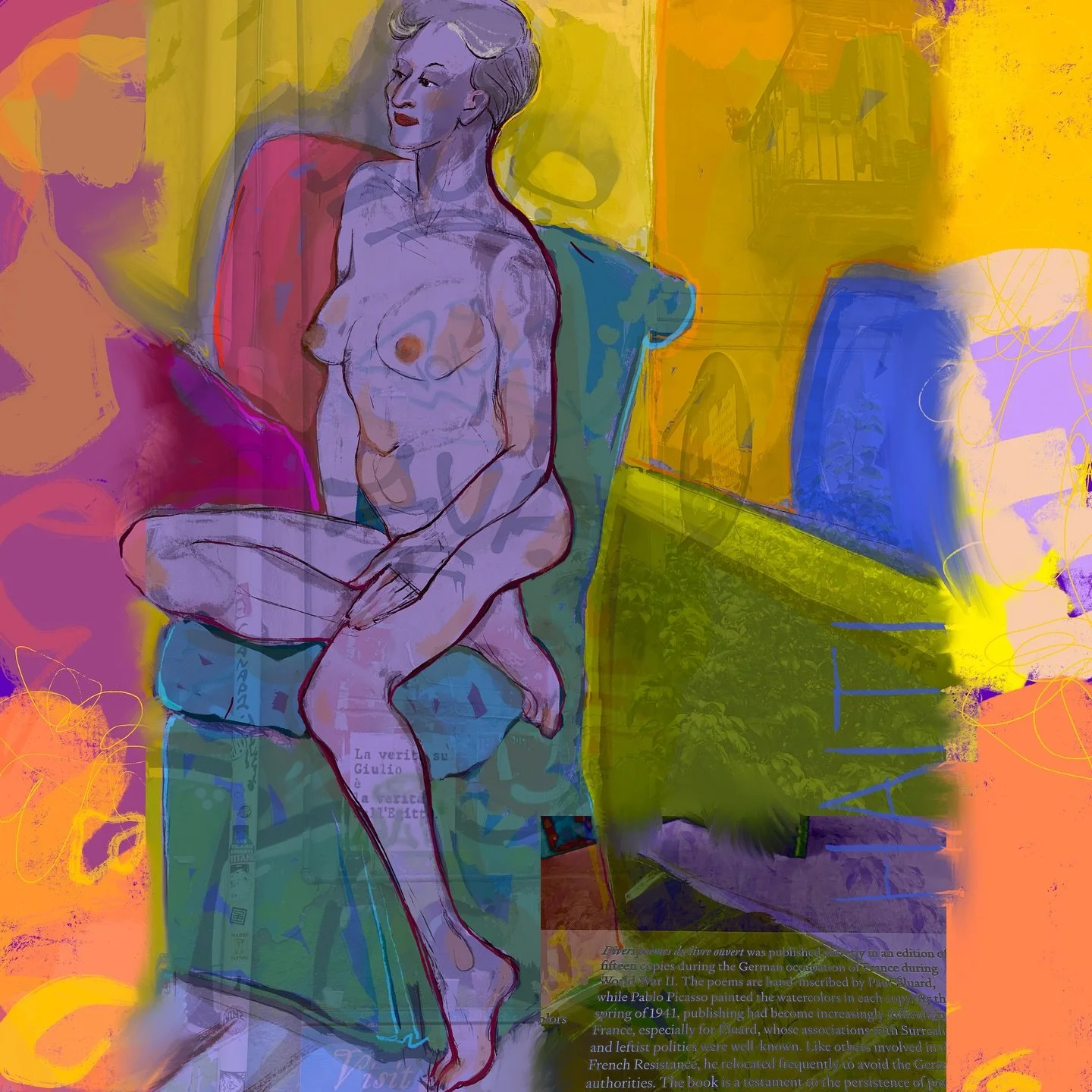 A new piece I just finished to enter a show about words. See them? 
It's a portrait of the Haitian poet/model Karen, entitled &quot;You Can't Go Home Again&quot;.
#portrait #drawing #collage #figurative #figuredrawing  #lifedrawing #poet #artmodel #h