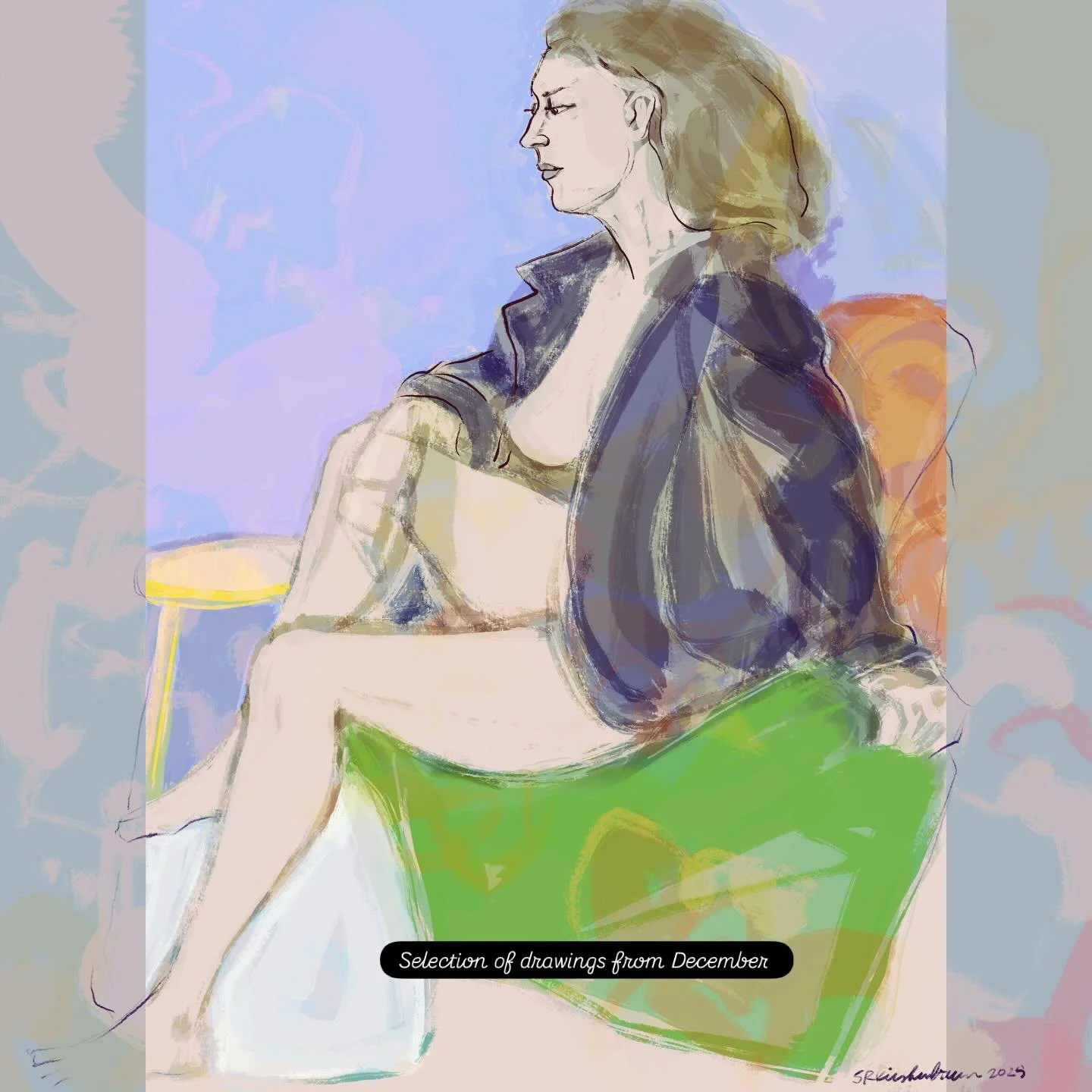 Trying to get back into the groove after traveling last month. Last drawing sessions of the year behind me&hellip;#lifedrawinggroup #lifedrawingmodel #drawingsession #artmodels #figurativeartist #figuredrawing #abstractfigurative #proctreateart #digi