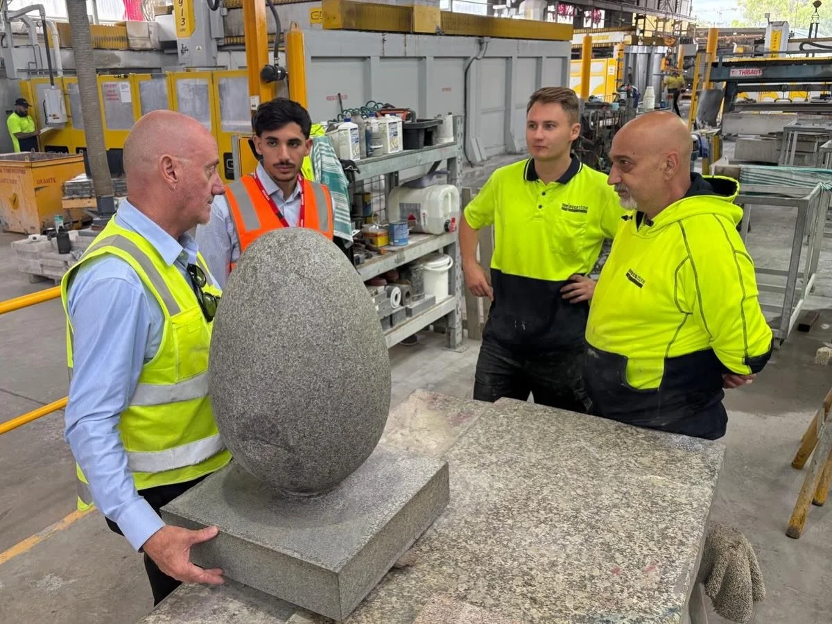 Granite Emu Eggs 🥚 Turning Australian granite into something a little unexpected. 

Proud to be collaborating with Outside Ideas on the Marion Road Train Line Upgrade, one of South Australia&rsquo;s most high-profile infrastructure projects alongsid
