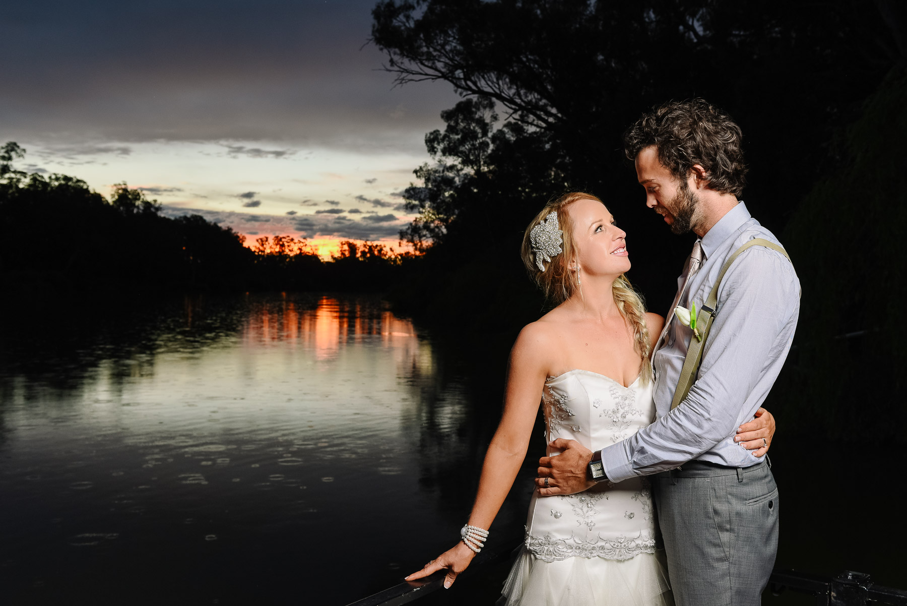 Sunset Wedding Photography by the Murray River at Perricoota Station Echuca