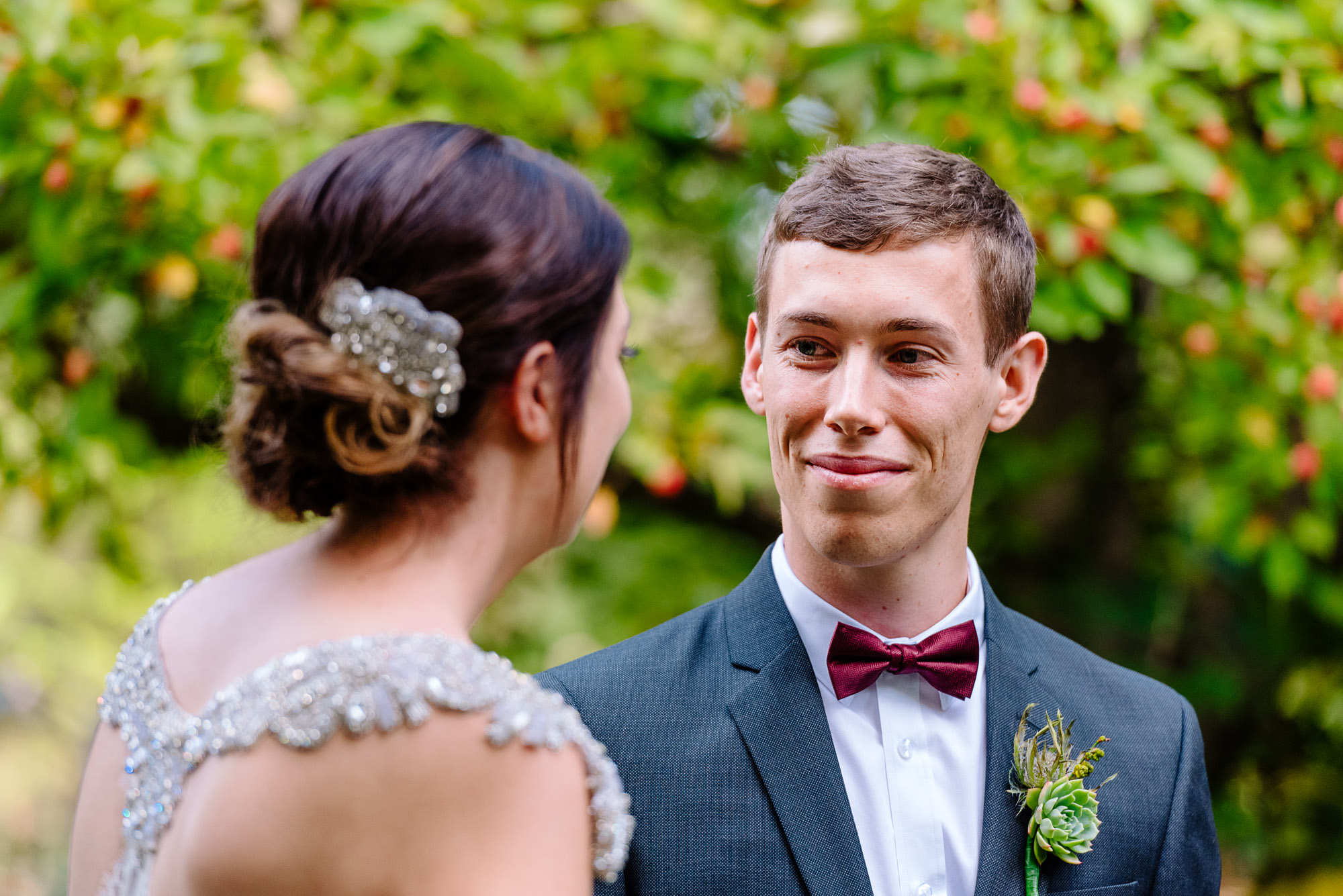 Groom at Chateau Dore ceremony