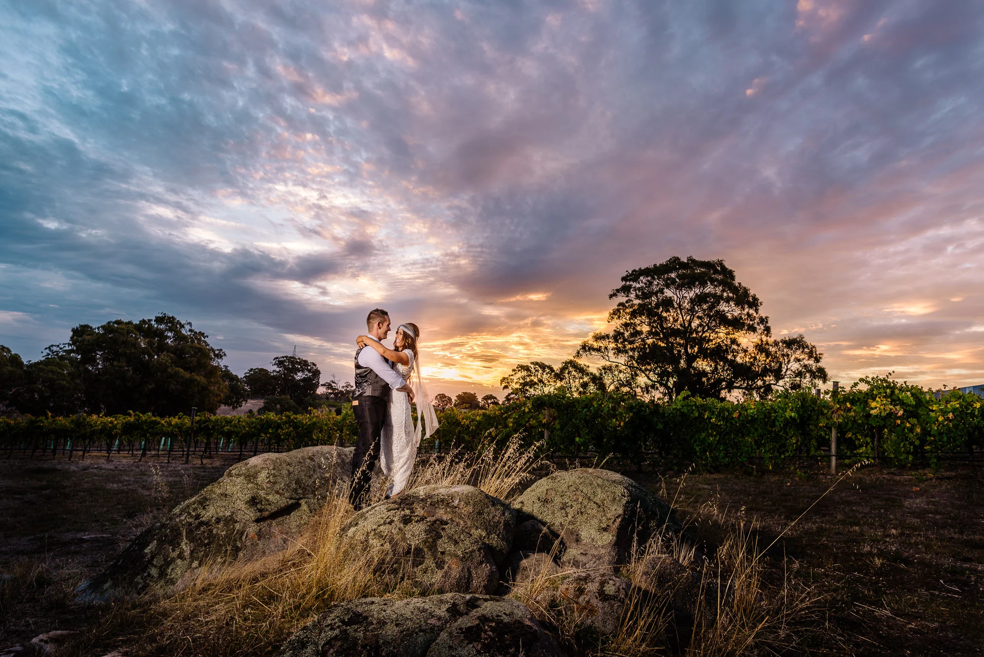 Sunset Wedding Photography at Big Hill Winery, Bendigo