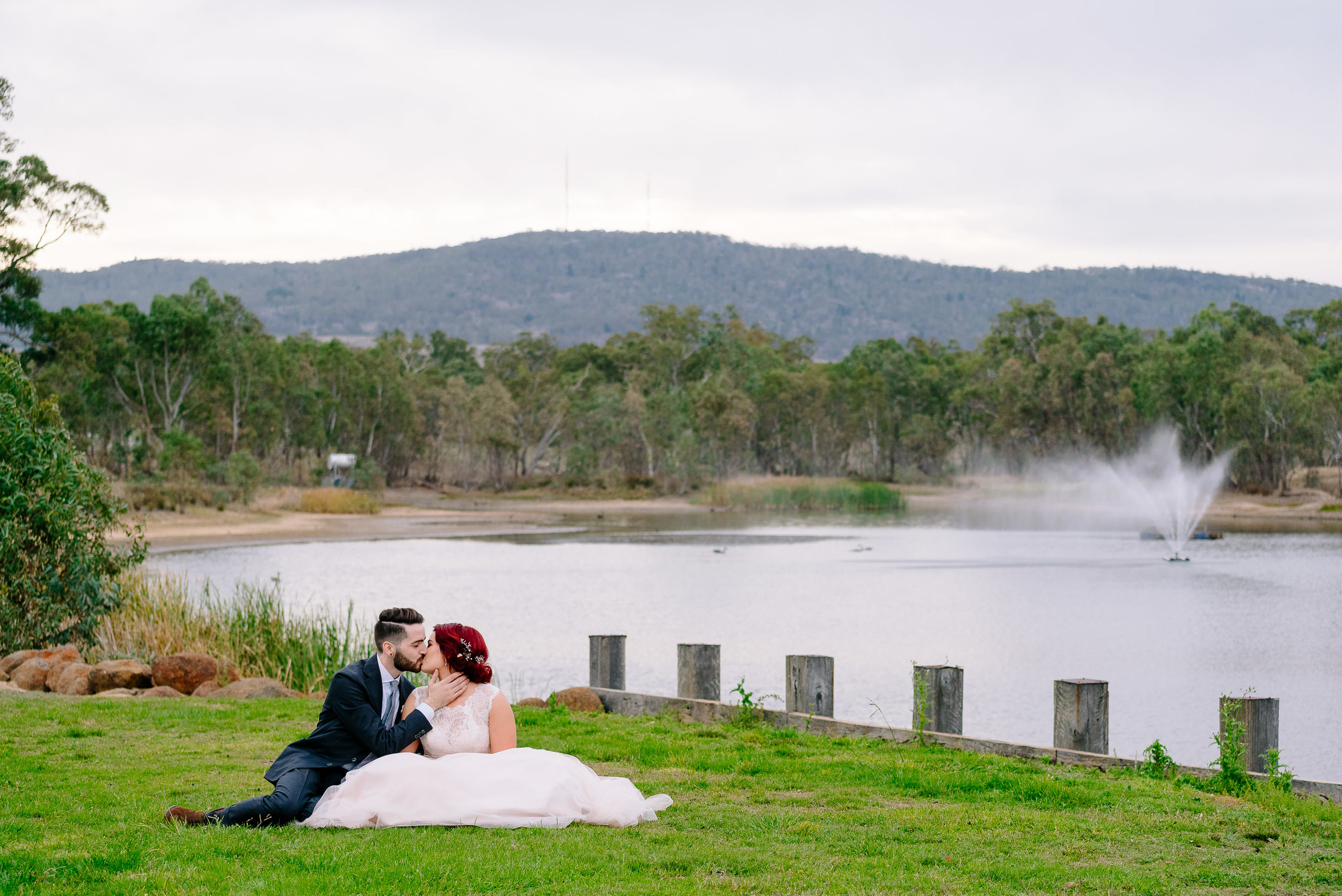 The lake at Sutton Grange Winery Wedding