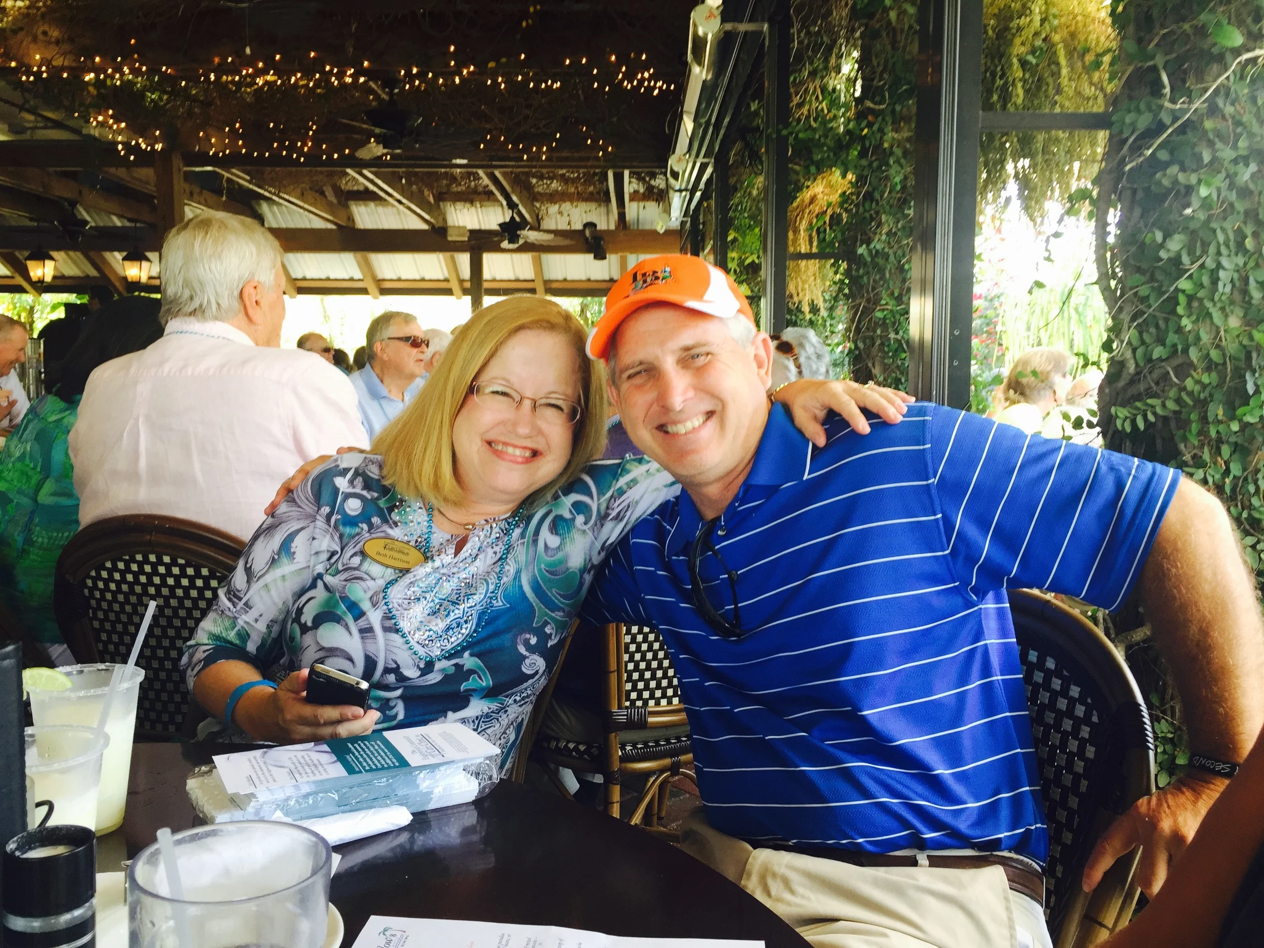 Beth and Jim Harrison enjoying the festivities at the Farlow's fundraiser 