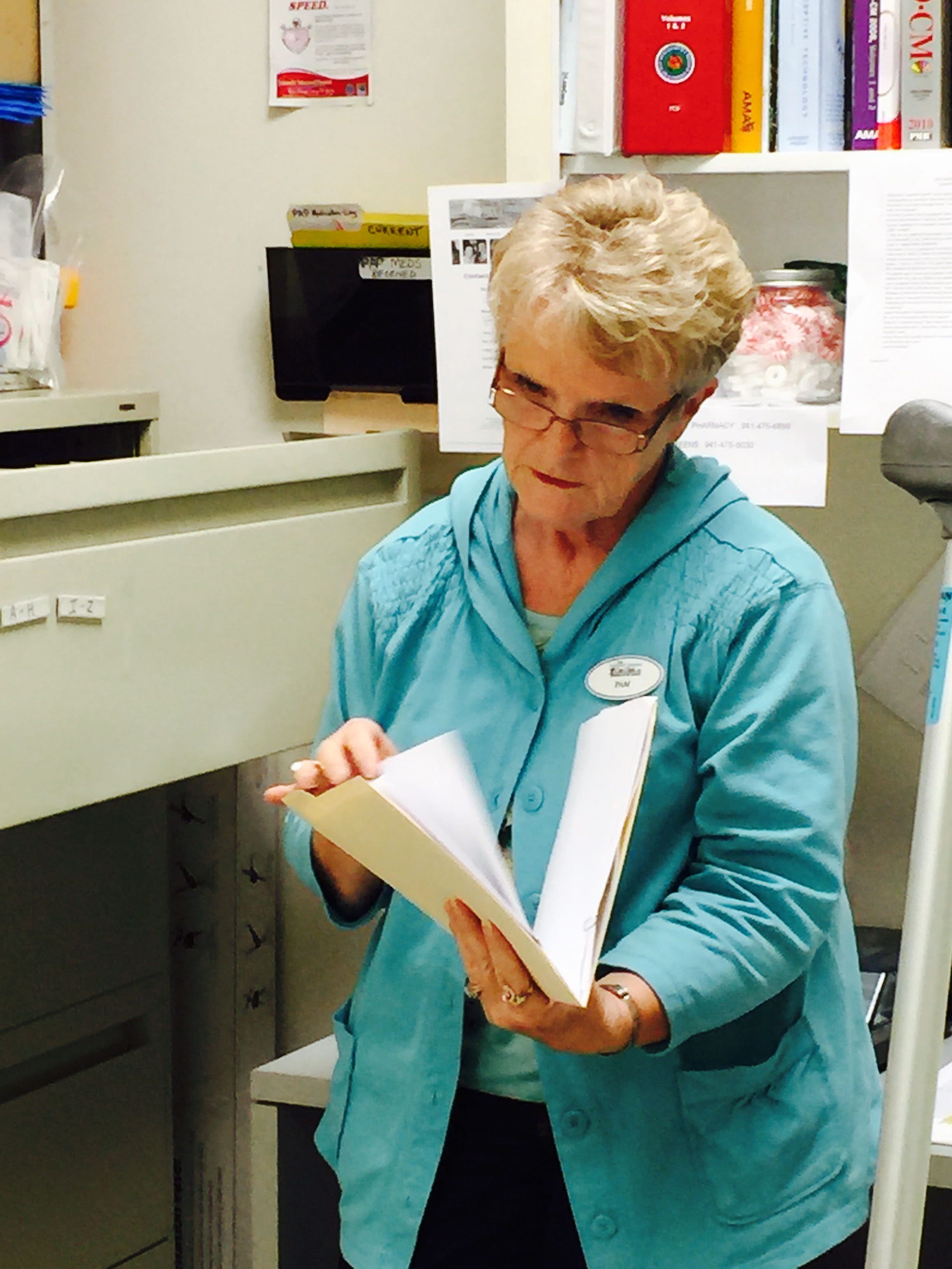 Volunteer Pam Rezac hard at work