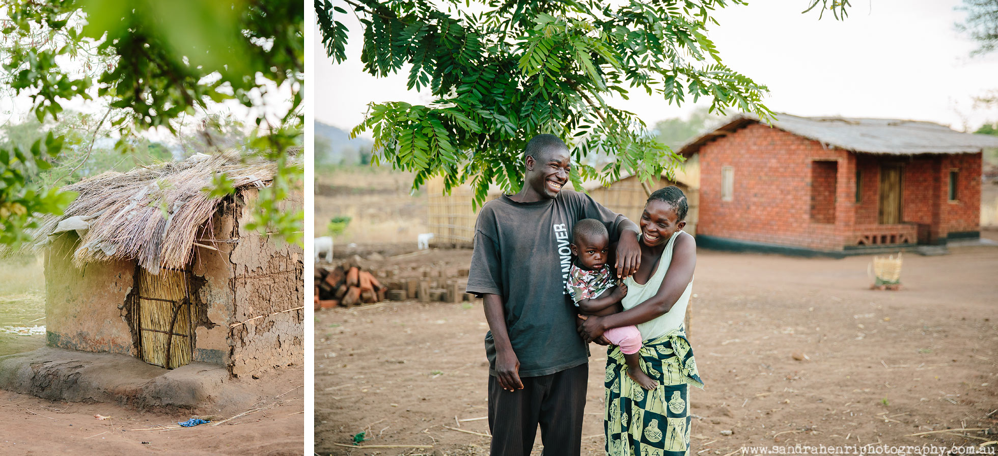 African homes in village in Malawi
