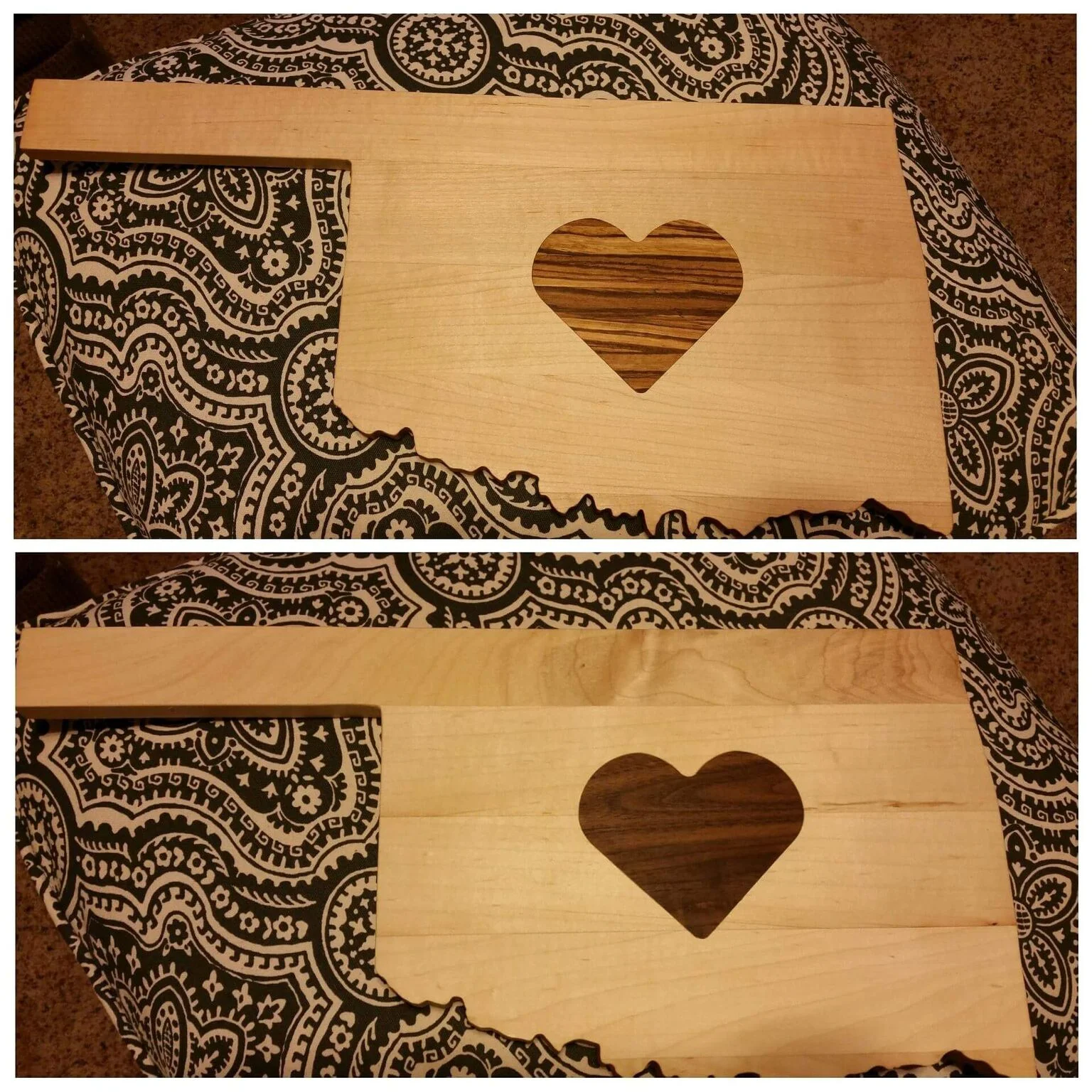 Oklahoma heart cutting board