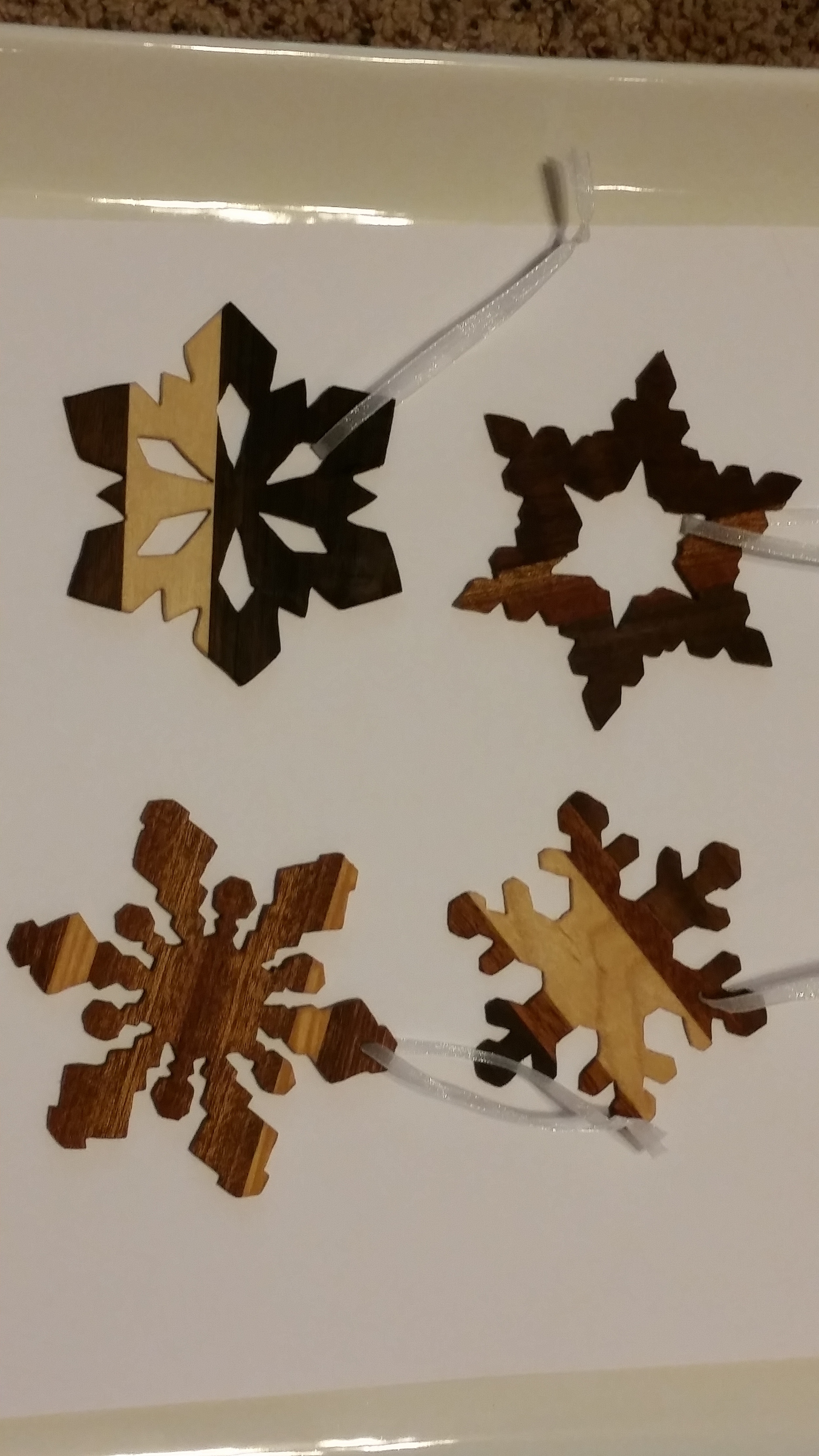 Snowflake shaped ornaments