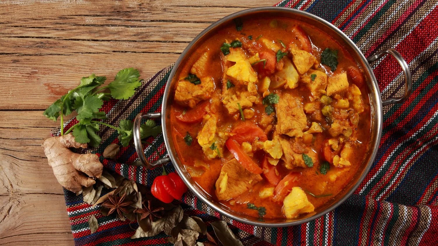 slow cooker chicken curry in a pot