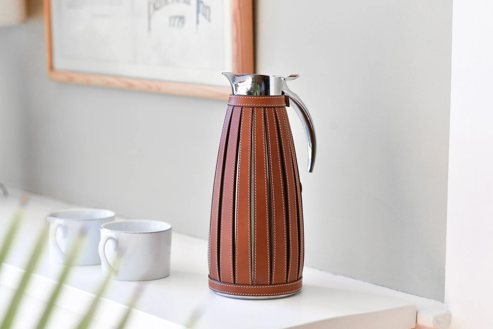 COWHIDE STRAP CARAFE COVER