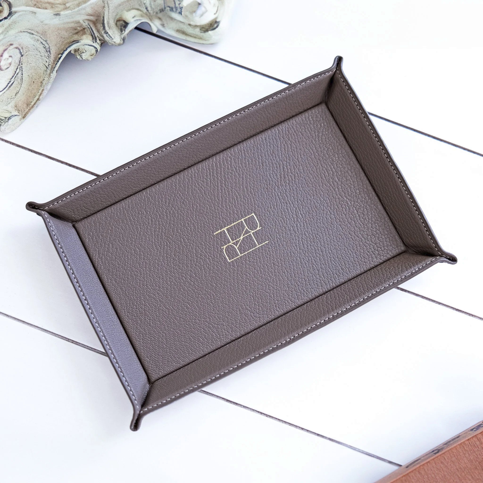 regular leather valet tray catchall