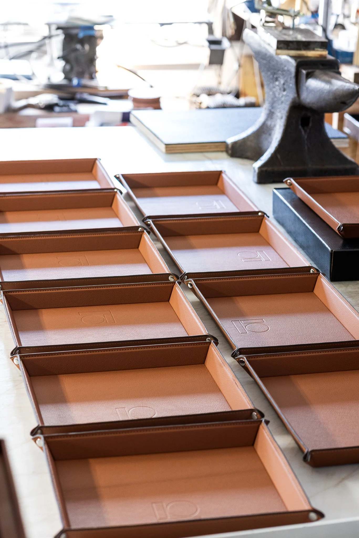 large leather valet tray catchall