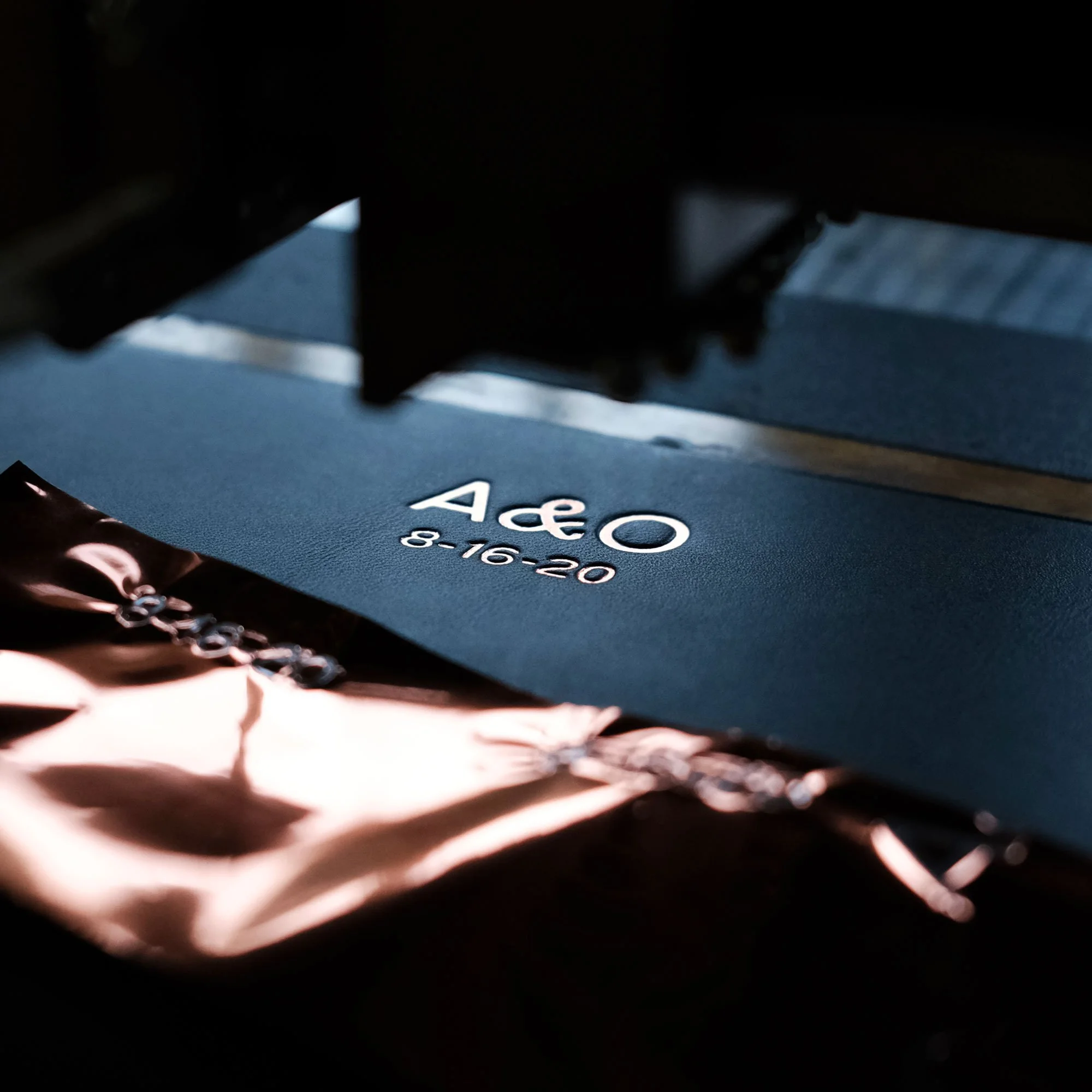 Custom leather goods with custom initials and monograms