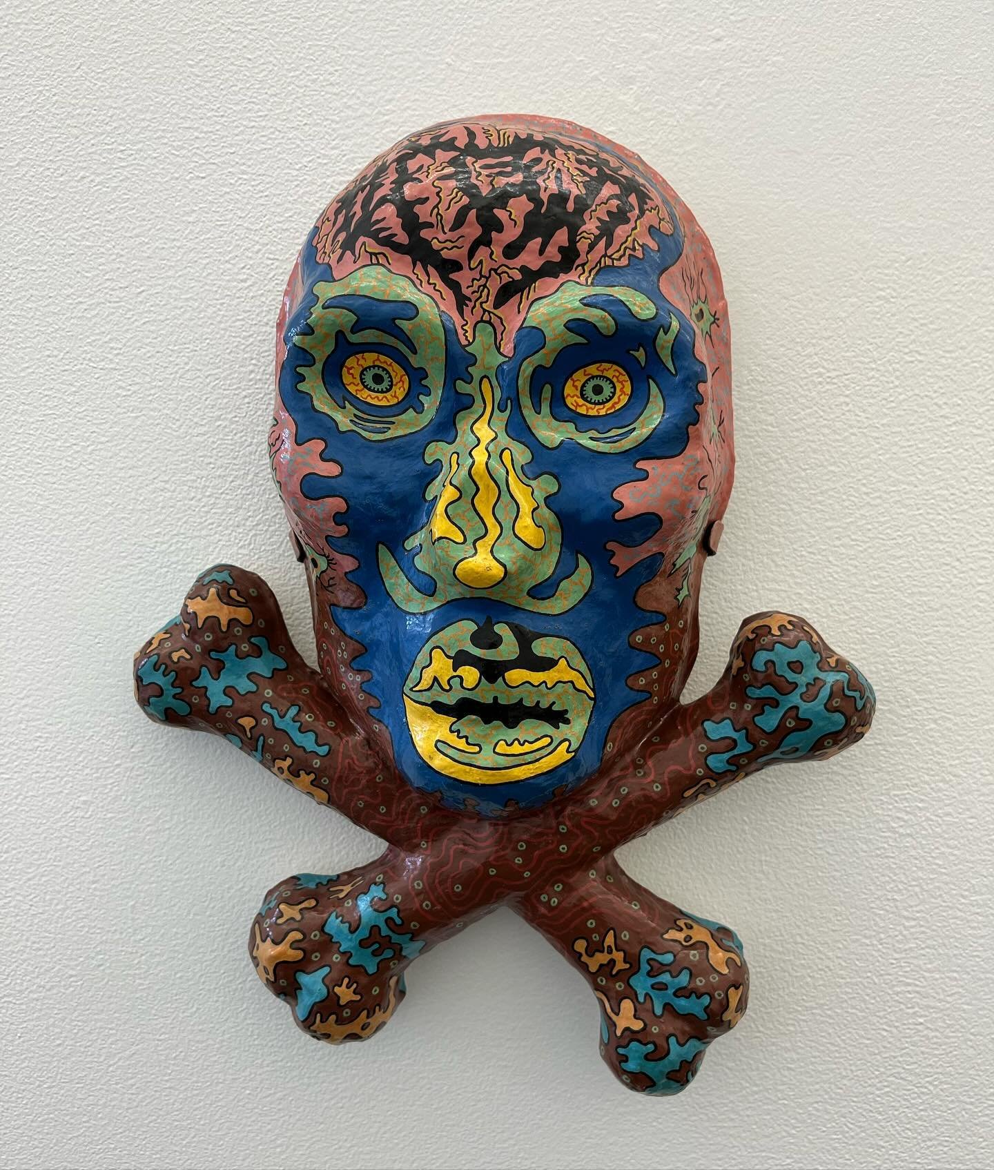 Karl Wirsum, &ldquo;Skullpture #4,&rdquo; 1968, acrylic on paper m&acirc;ch&eacute;, at @derekellergallery&rsquo;s Wirsum retrospective &ldquo;Eye Adjustment 1963-2020&rdquo; of works by the member of Chicago&rsquo;s The Hairy Who, Lower East Side.