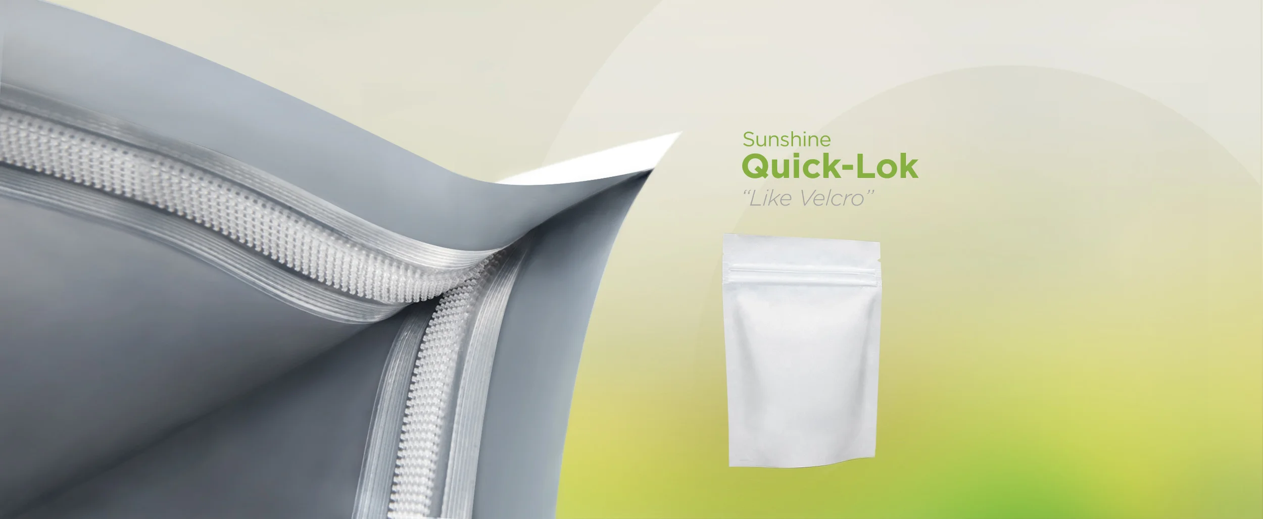 Detail of the package opening in quick-lock style, described as 'like velcro'
