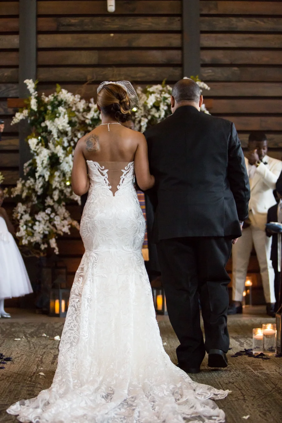 The wedding dress was stunning.