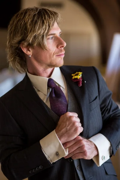Zach wore a custom made suit for his wedding day!
