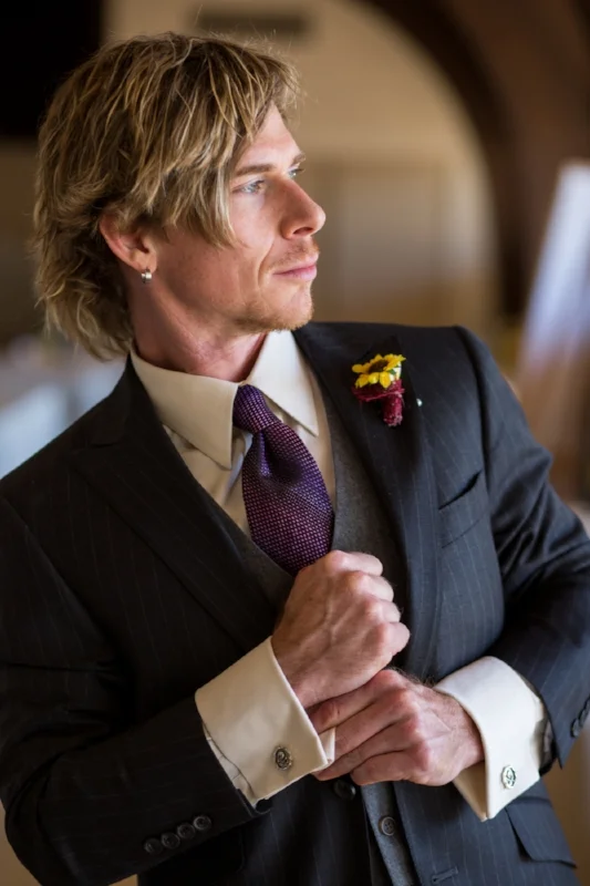 Zach's cufflinks were a gift from his bride, Shanna.
