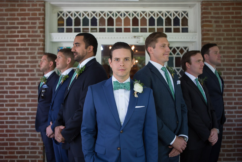 Groomsmen in fun photo at Homestead Manor