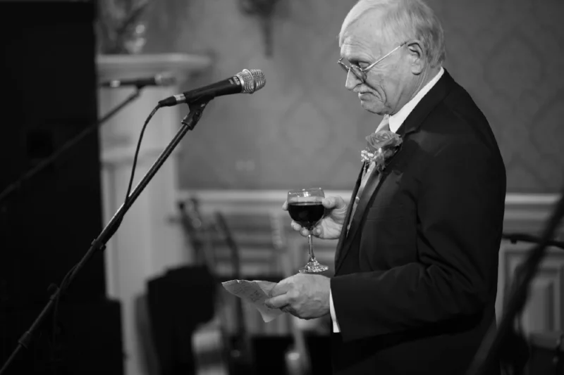 Dad toasting at Oakland Mansion Wedding