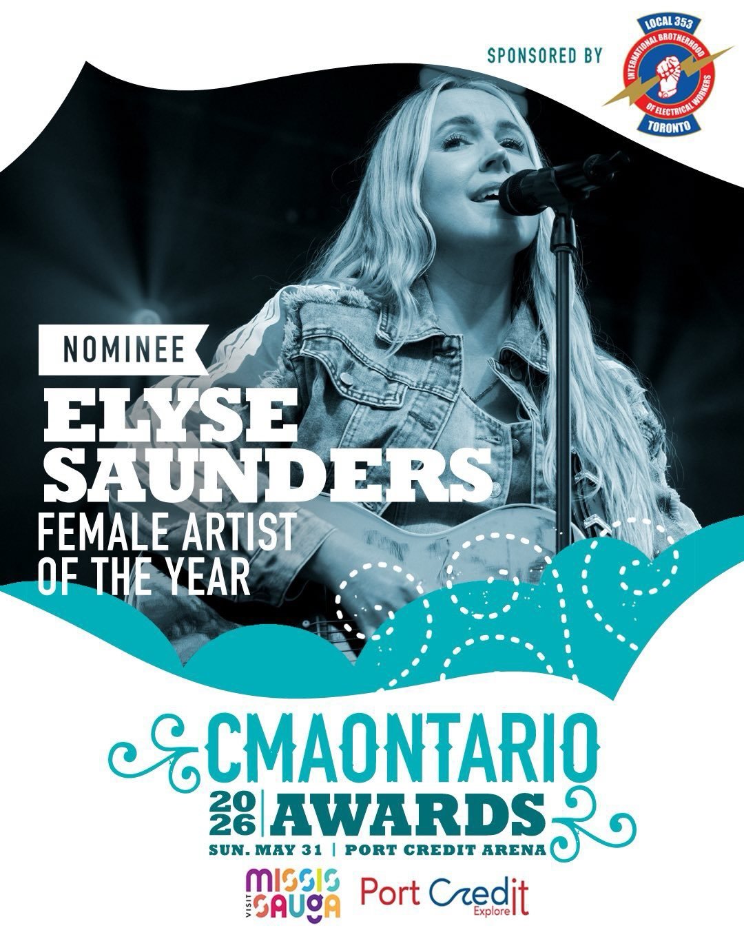@thecmaontario nominations include Mississauga-based artists such as @breetaylorofficial, @elyse_saunders_music &amp; @jadehiltonmusic! 

The Awards are SUN MAY 31 @ Port Credit Arena...more @ https://cmaontario.ca/