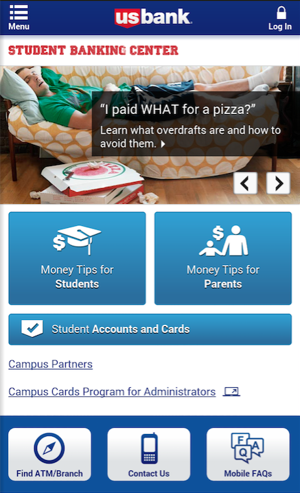 U.S. Bank Mobile Site - Student Banking Center