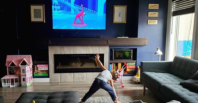 Kid yoga at 11am daily. Thanks to @saravw18 for the suggest #homeschoollife