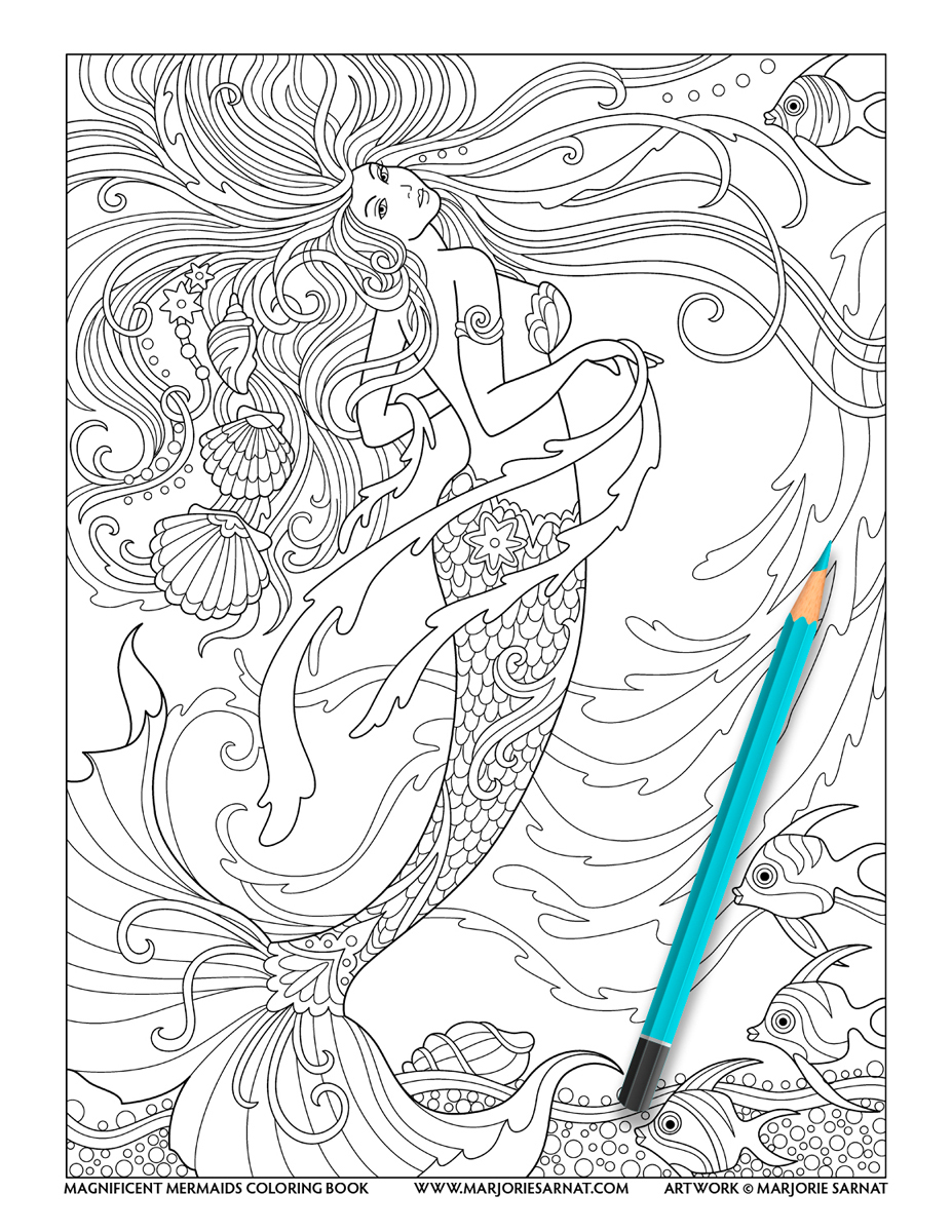 Mermaid with Swirling Seaweed