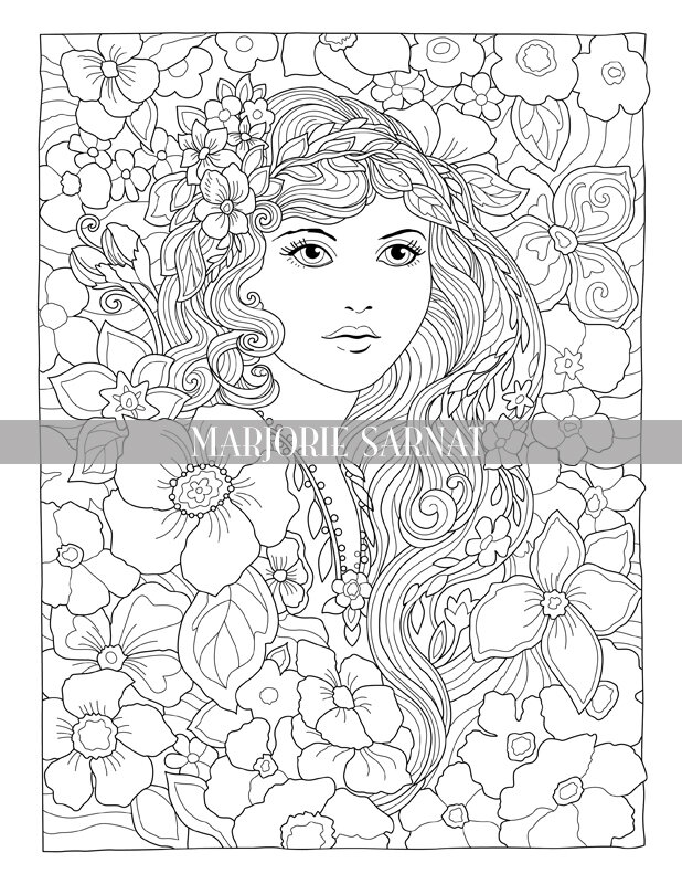 Romantic Women Coloring Collection, 9 Printable Coloring Pages ...