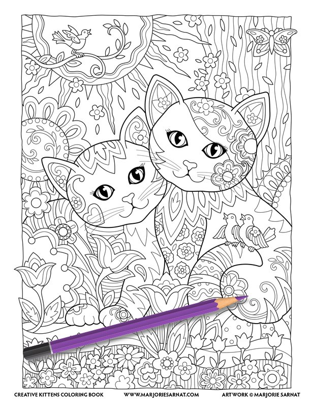 Cat & Kittens Adult Coloring Book For Cat Lover: A Fun Easy