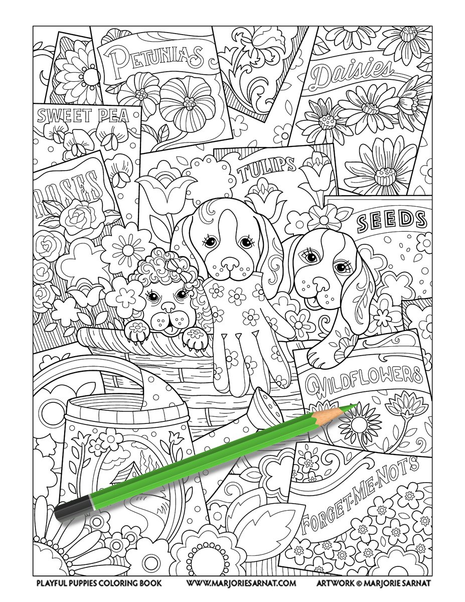 Creative Haven Playful Puppies Coloring Book [Book]