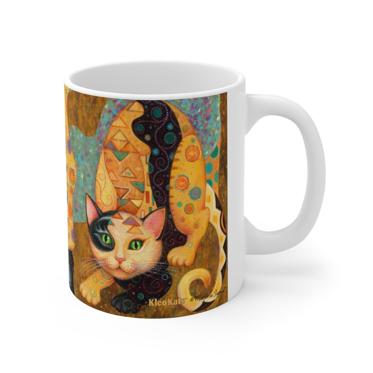 Kleo Kats, "Sneakers" Mug, 11oz, Klimt Style Cat Artwork