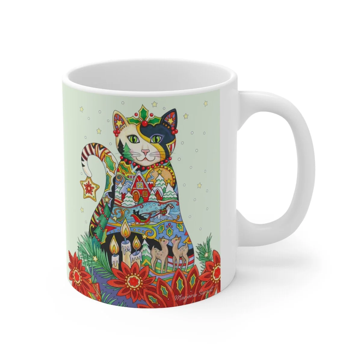 Christmas cat mug