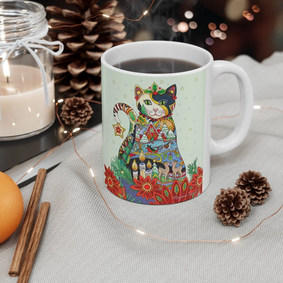 Christmas cat mug
