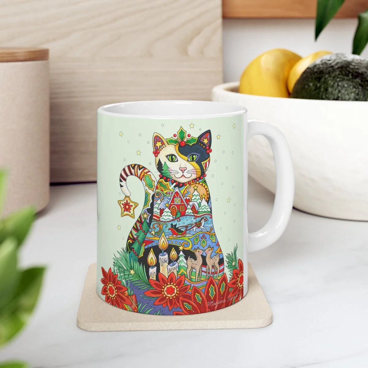 Christmas cat mug
