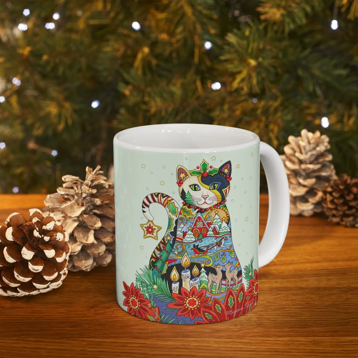 Christmas cat mug