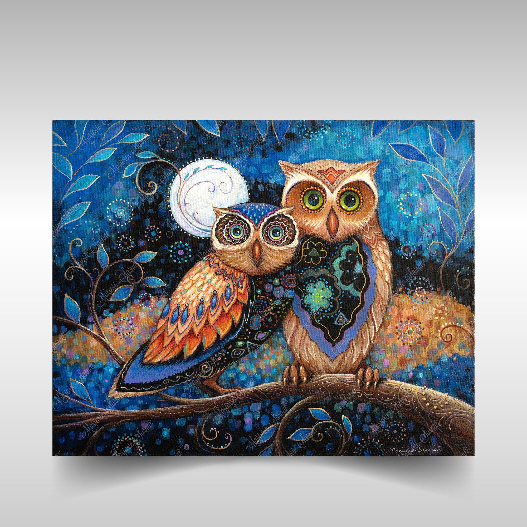 Starlight Owls, Moonlit Moments, Low-glare Satin Poster — Marjorie ...