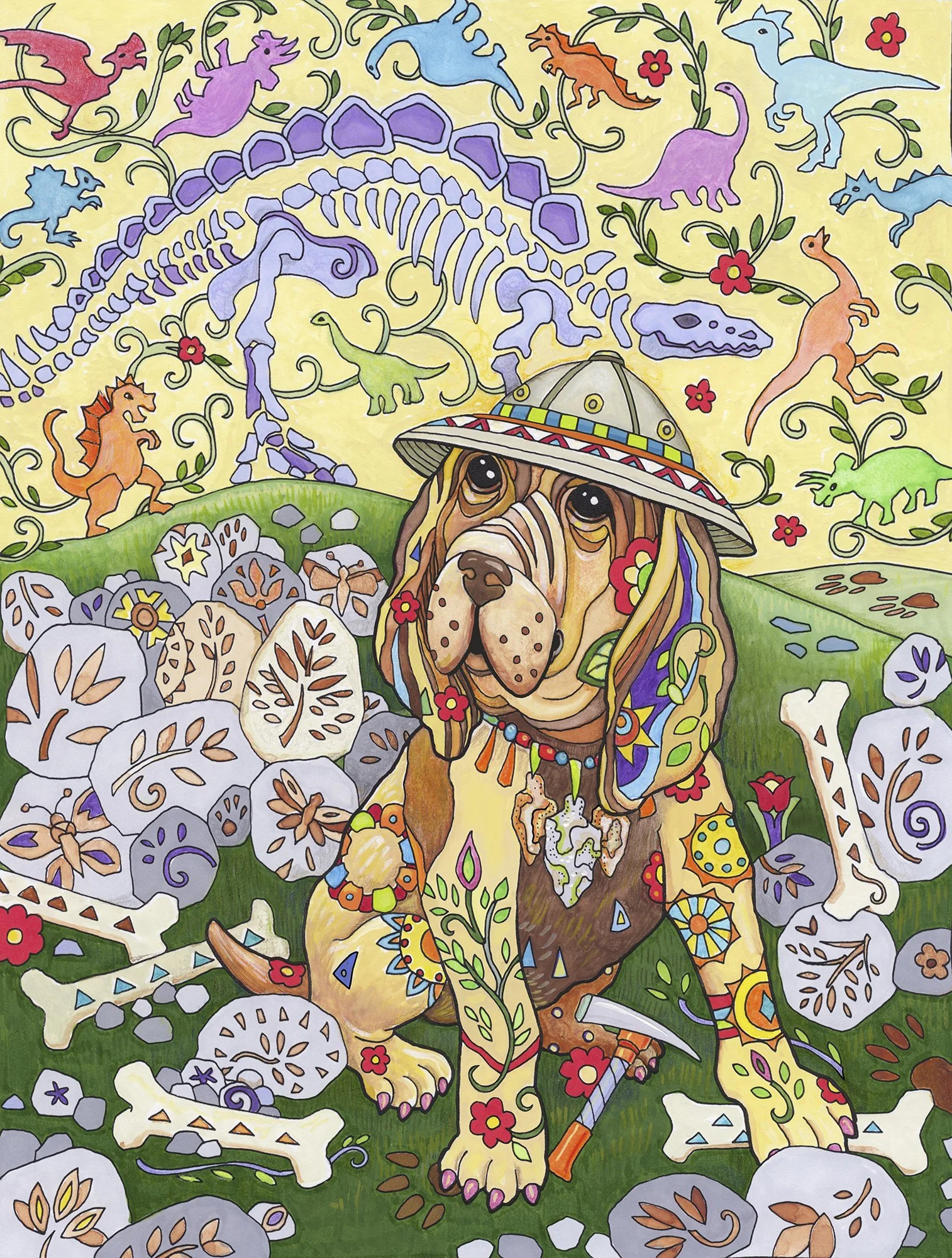 The paleontologist doggie digging up bones