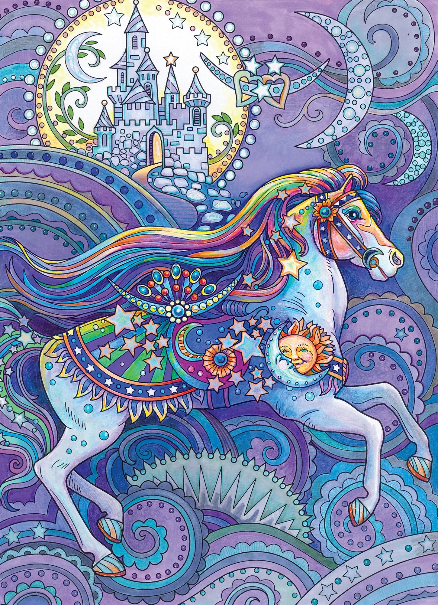 Decorated fantasy horse in sideview