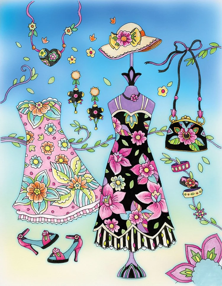 Dress form with matching outfit and purse