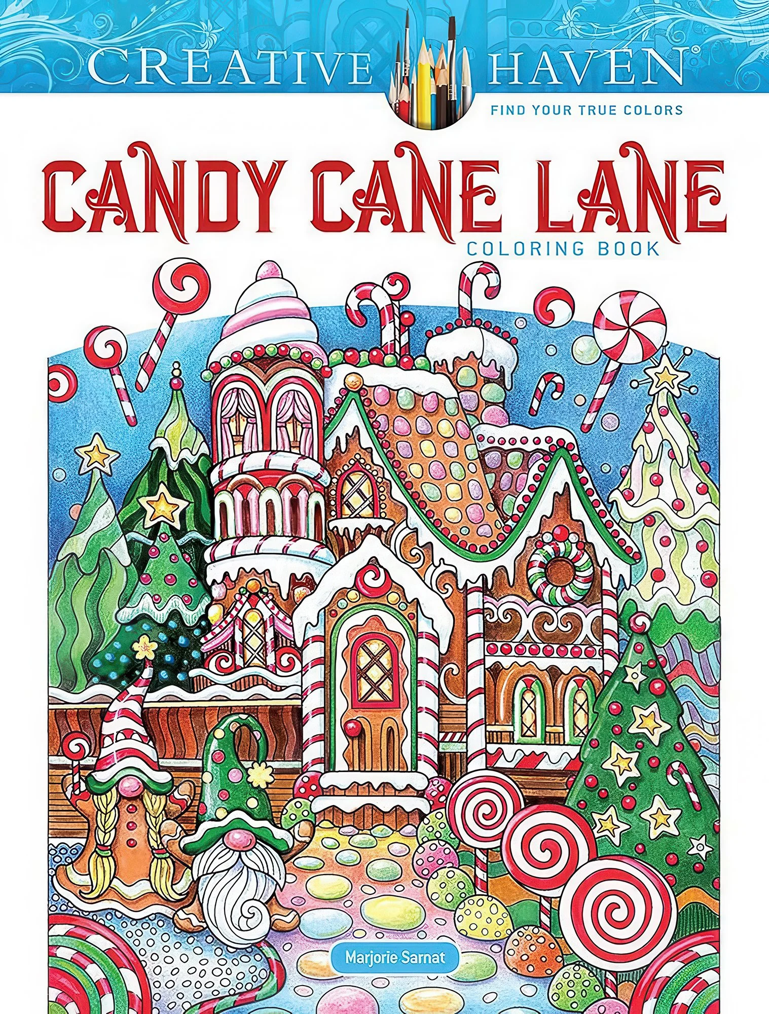 Gingerbread color artwork of a home with gnomes by Marjorie Sarnat