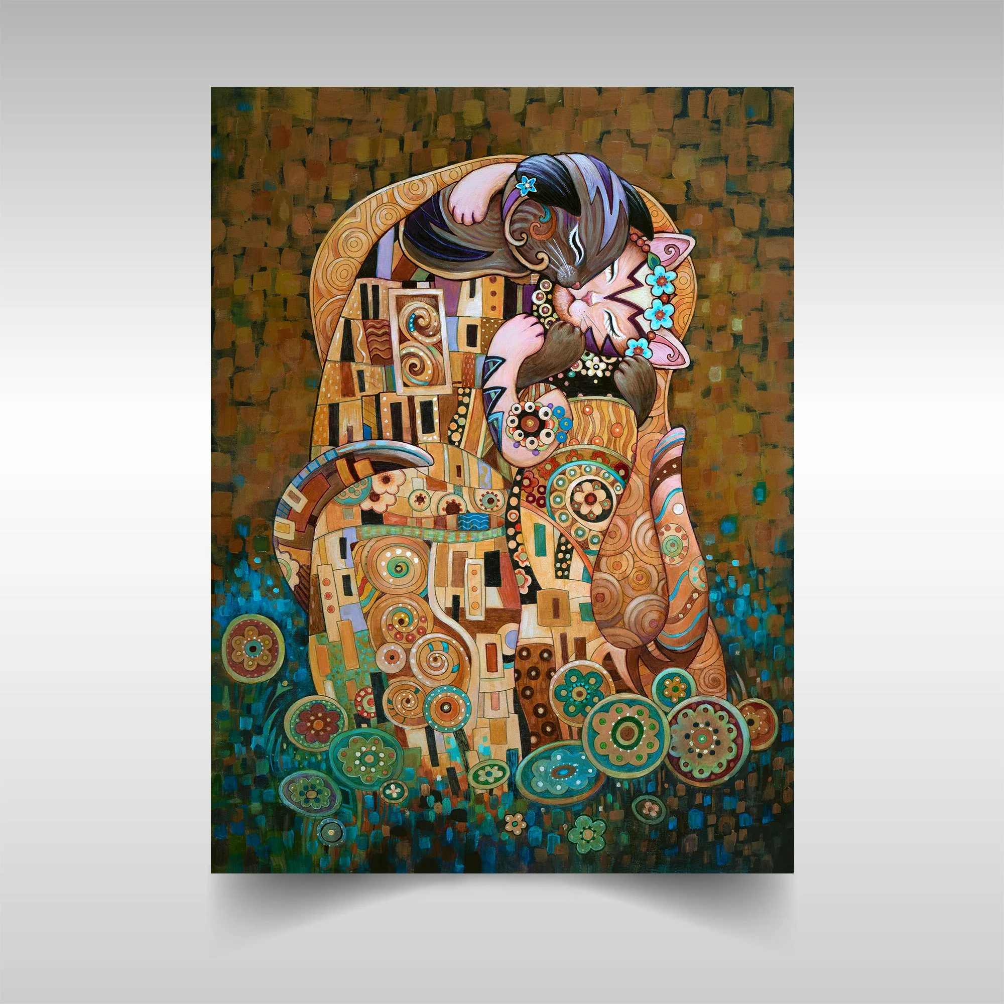 Kleo Kats, "The Kiss" Poster, Low-glare Satin Finish, Heavyweight Paper