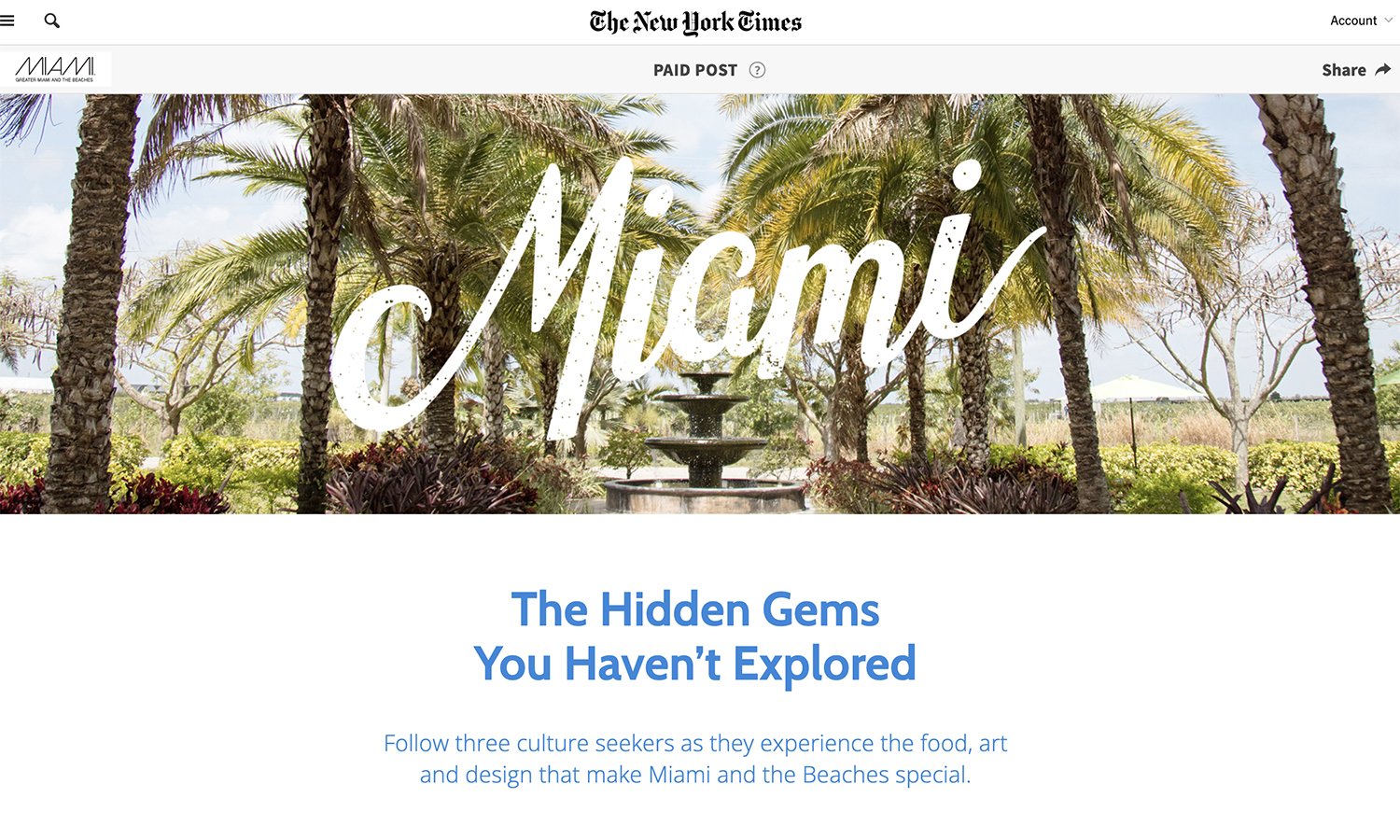 The New York Times &amp; Miami Tourism