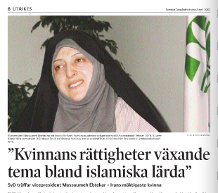 Min intervju med vice president Ebtekar i Svenska Dagbladet 2002. 