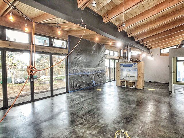 And since we&rsquo;re focused on flooring this week... .
Radiant concrete floors got sealed.  Such a pleasure to walk around barefoot on a warm (and clean) slab! .
More importantly, the place is empty and we&rsquo;re ready for cabinets/built-ins.
.
T