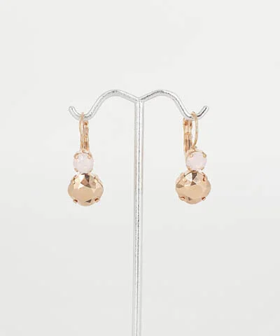 Double Swarovski Rose Quartz &amp; Topaz Crystal &amp; Rose Gold Earrings