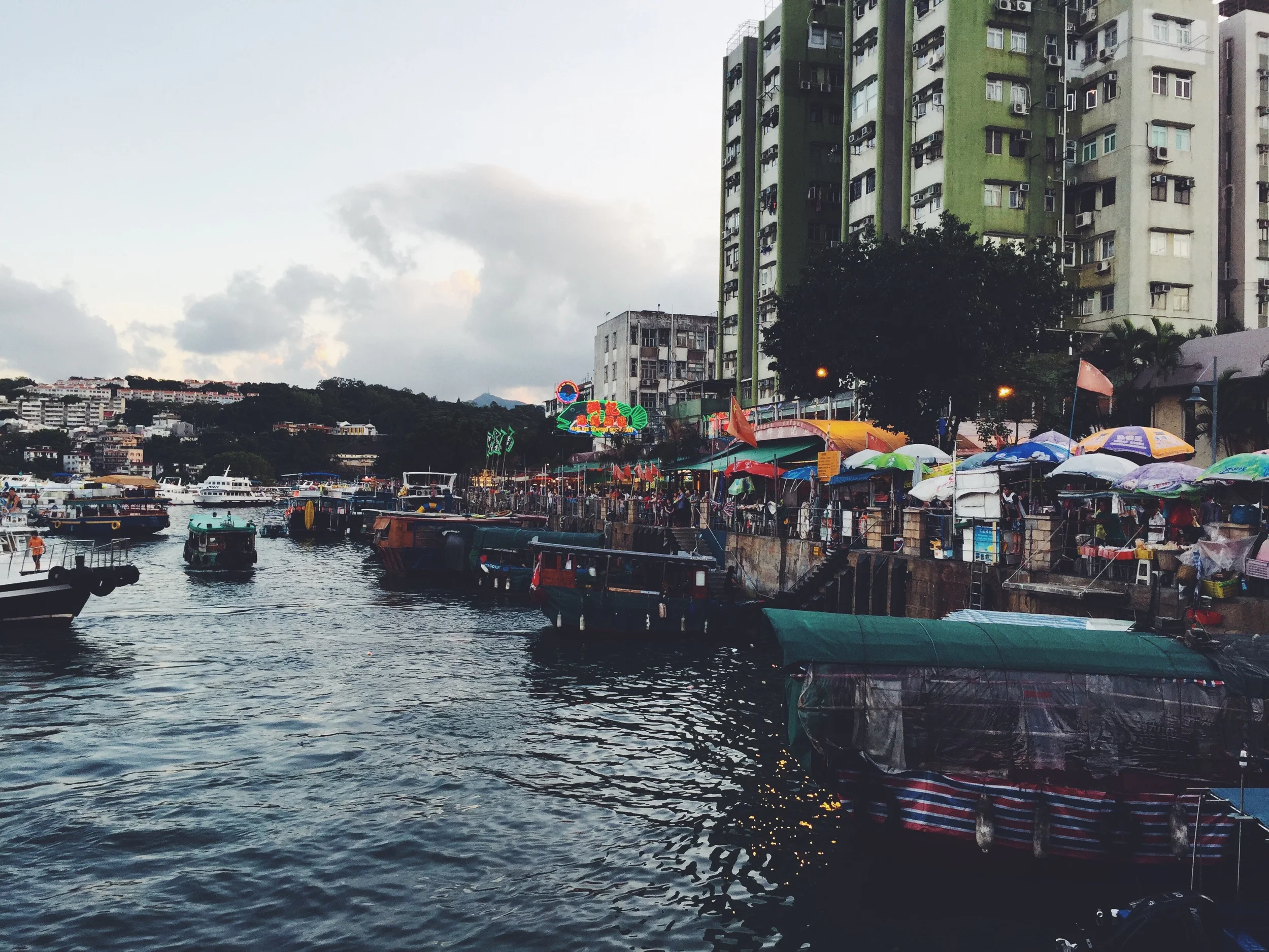 Approaching Sai Kung Pier via water taxi.